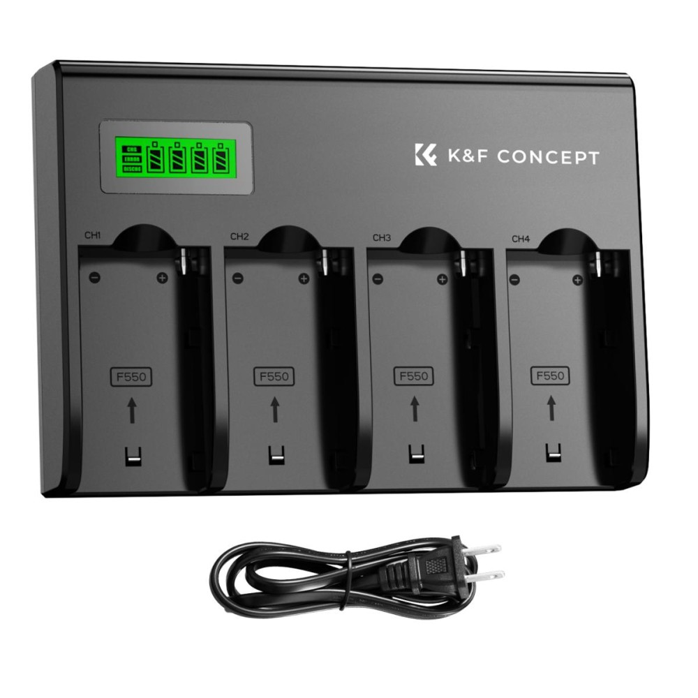 K&F Concept 4-Channel NP-F Battery Charger with LCD Display