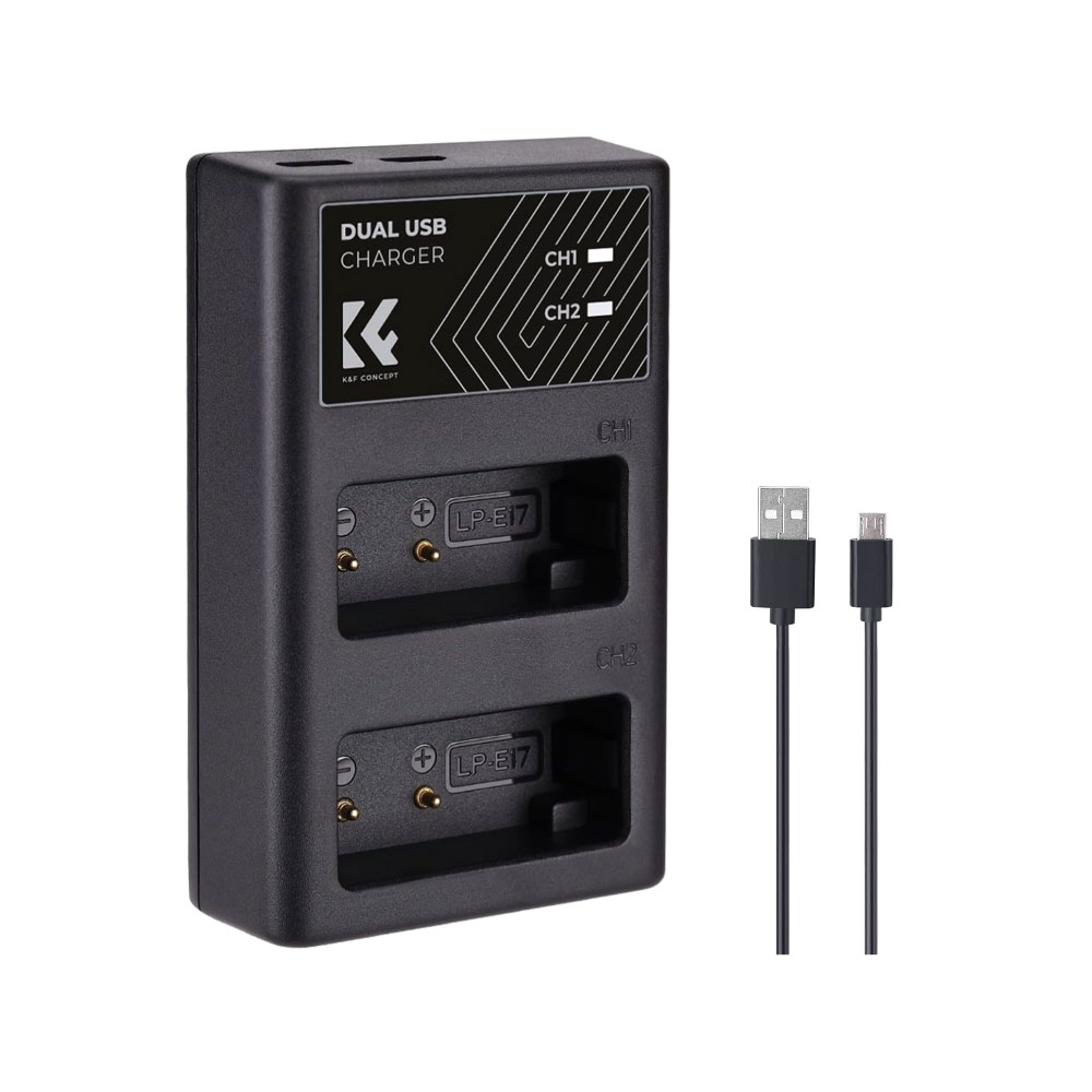 K&F Concept LP-E17 Dual Slot Quick Battery Charger - USB C/B