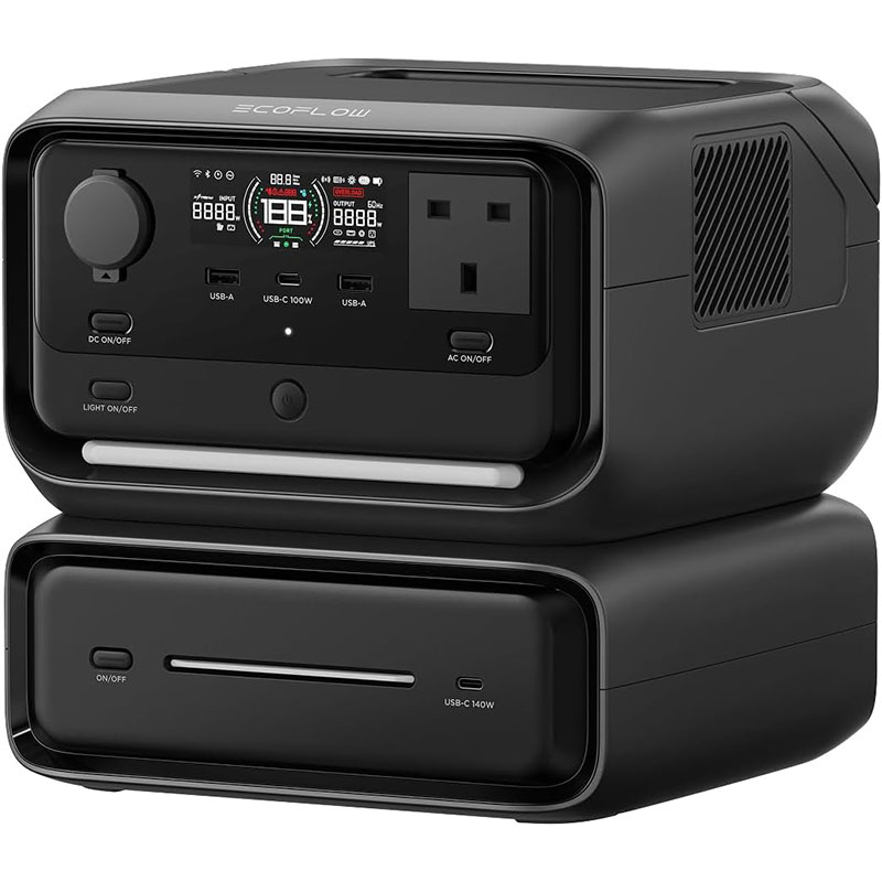 EcoFlow RIVER 3 Max – Portable Power Station (572Wh, 600W – River 3 plus + Extra Battery EB300)