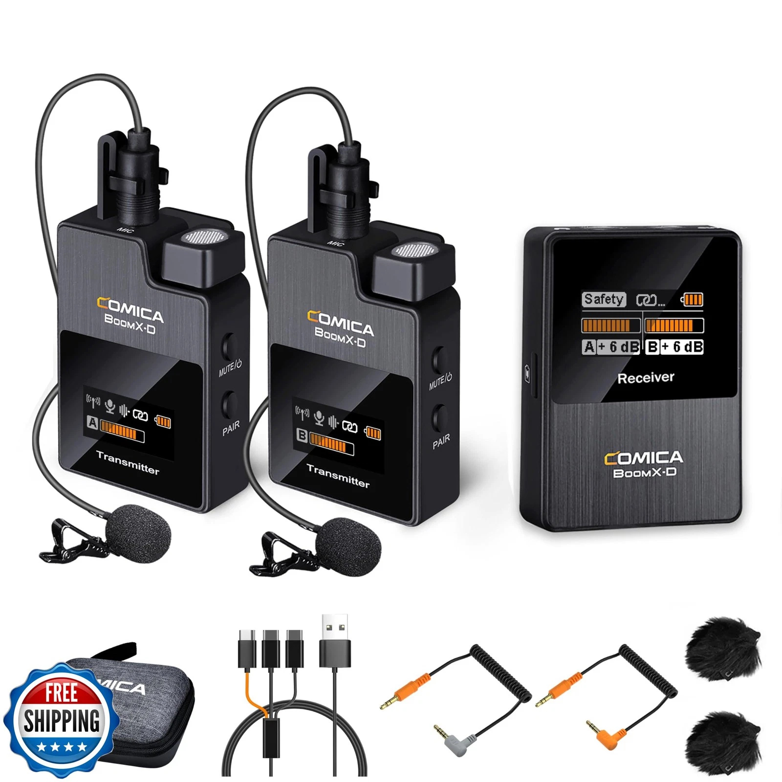 Comica Audio Boom X-D D2 Ultracompact 2-Person Digital Wireless Microphone System (2.4 GHz, Black)