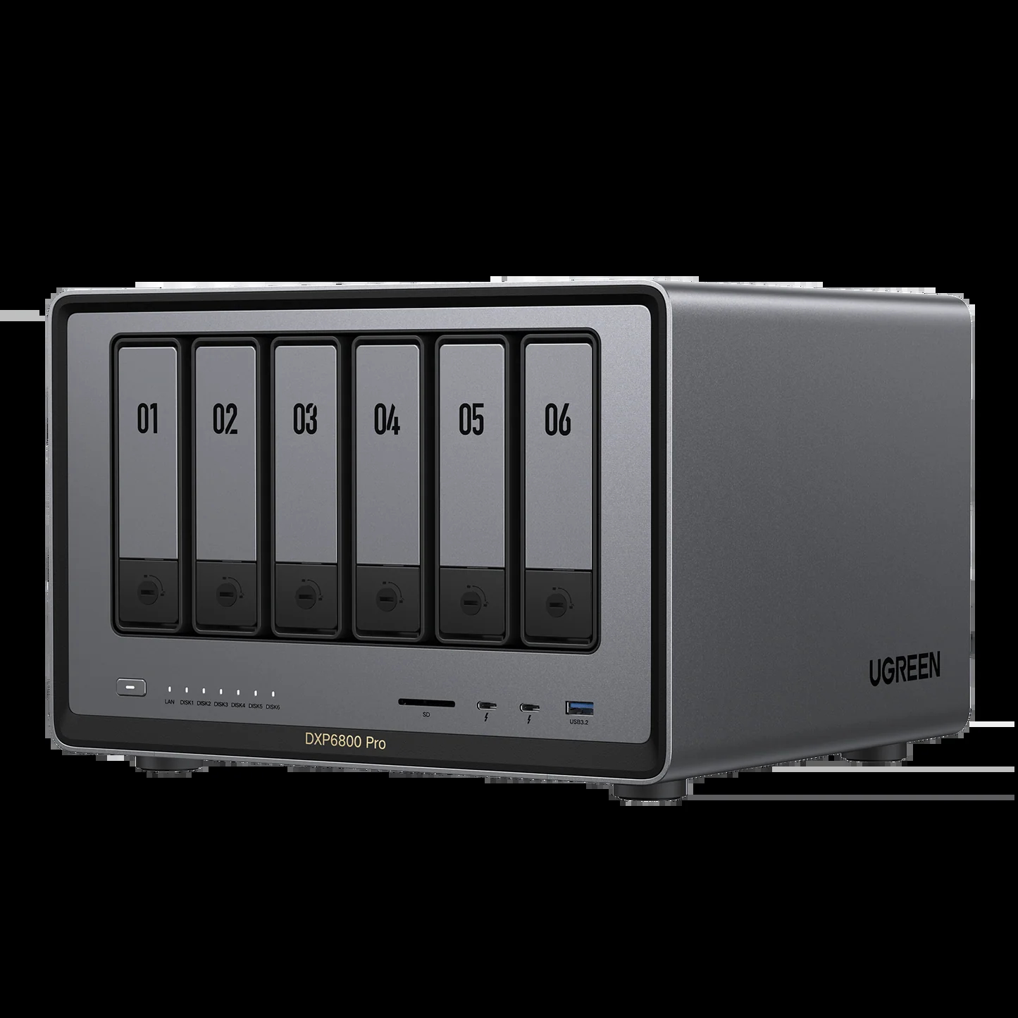 UGREEN NASync DXP6800 25897B Pro 6-Bay Desktop NAS, Intel i5 1235u 10-Core CPU, 8GB DDR5 RAM, Built-in 128G SSD for System, 2X 10GbE, 2XM.2 NVMe Slots, 8K HDMI, Network Attached Storage (Diskless)
