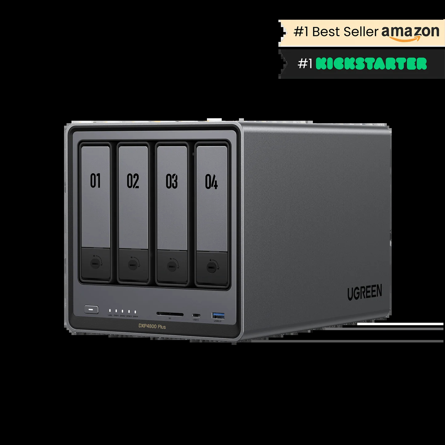UGREEN NASync DXP4800 35602 Plus 4-Bay Desktop NAS, Intel Pentium Gold 8505 5-Core CPU, 8GB DDR5 RAM, 128G SSD Network Attached Storage (Diskless)