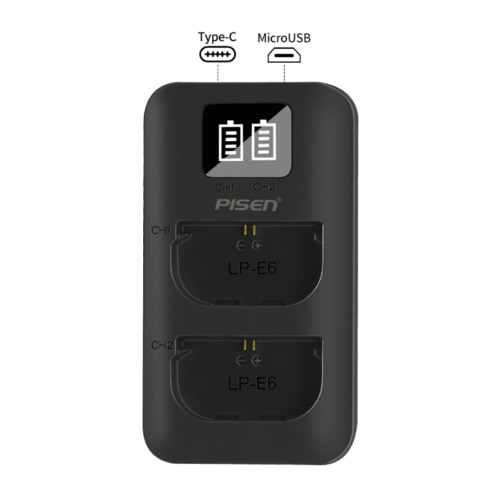 Pisen Dual USB Charger for LP-E6, LP-E6N and LP-E6NH