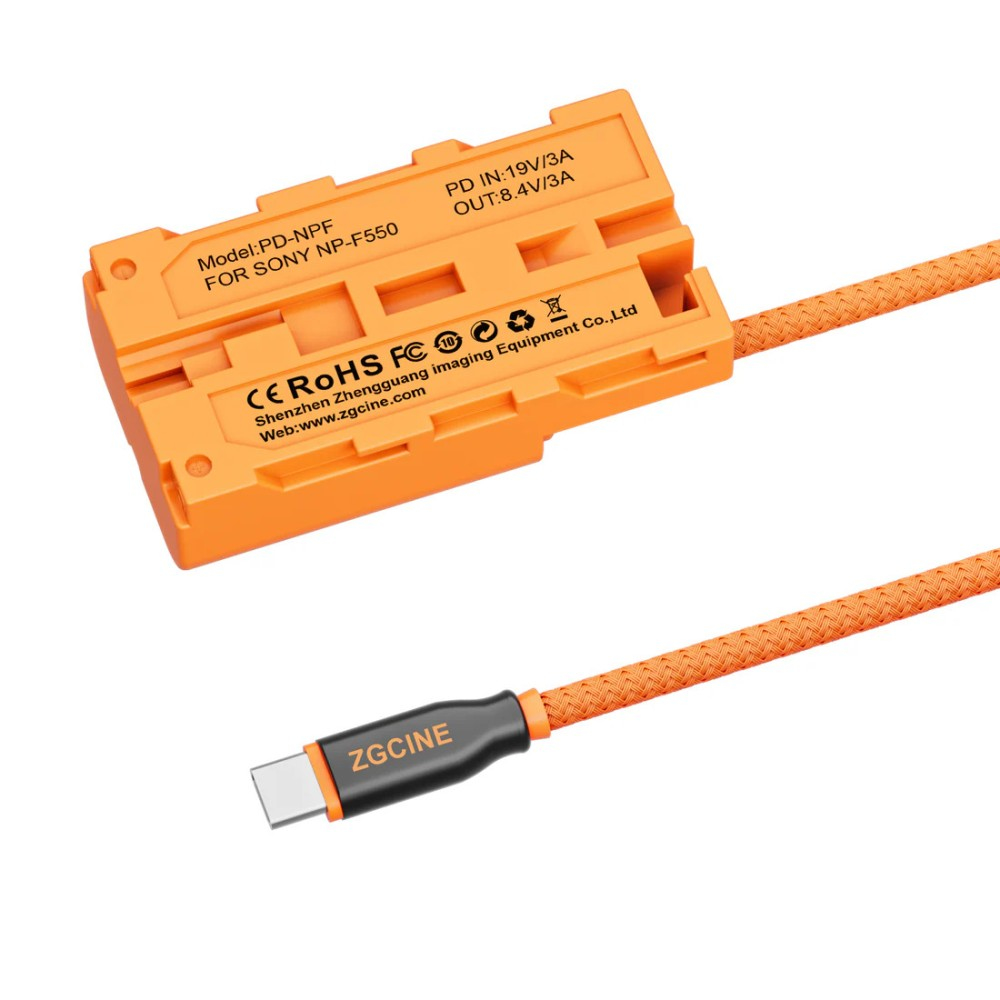 ZGCINE USB-C PD to NPF Dummy Battery Cable (braided wire）