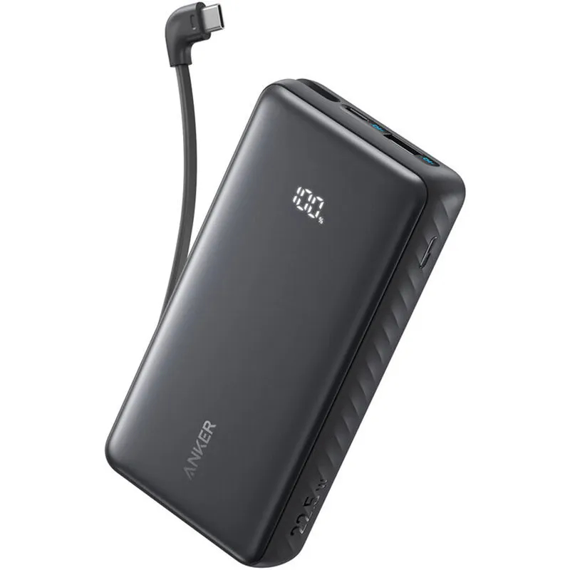 Anker Zolo Power Bank (20,000 mAh, 22.5W, Built-in USB-C Cable) – A110EH11 – Black