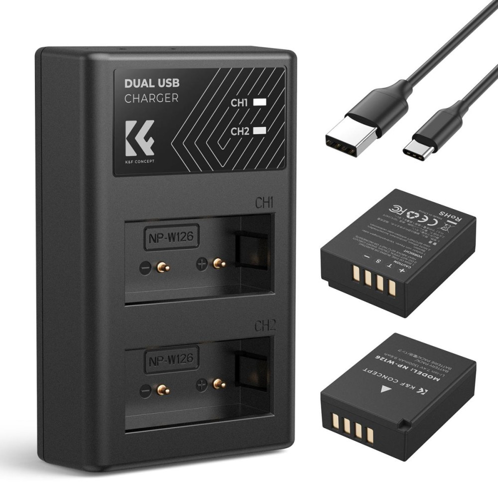 K&F Concept NP-W126 Battery Pack and Charger for Fujifilm - 1300mAh