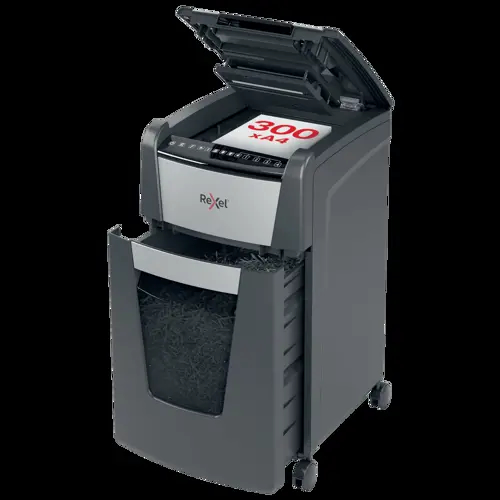 Rexel Optimum AutoFeed+ 300M Automatic Micro Cut Paper Shredder | 300 Sheets, 60 Litres, P5