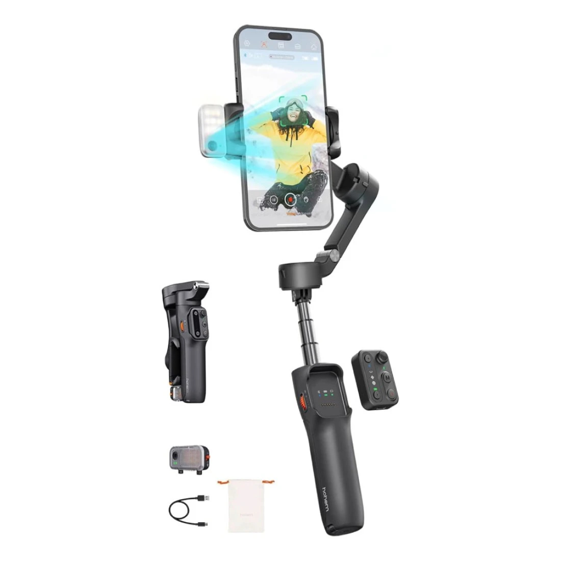 Hohem iSteady V3 AI Smartphone Gimbal with AI Tracker & Fill Light Module (White)