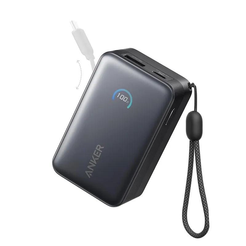 Anker Nano Power Bank (10K, 45W, Built-In Retractable USB-C Cable) – A1638H11 – Black