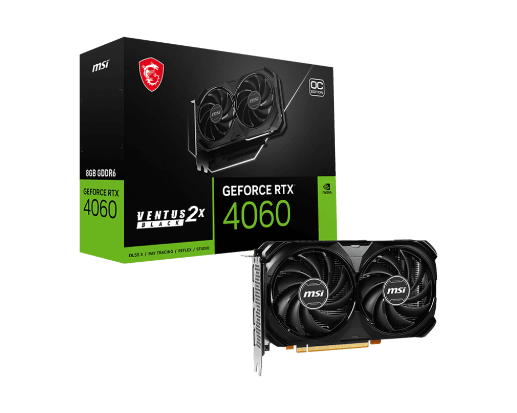 MSI NVIDIA GeForce RTX™ 4060 VENTUS 2X BLACK 8GB OC Desktop Graphics Card